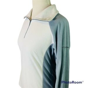 COLUMBIA SIZE S WOMENS GRAY/WHITE 1/4 ZIP HIGH NECK FLEECE PULLOVER